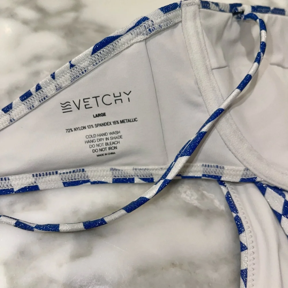 Blue Check Bandeau Bikini Set - Women Swim Bikini - Picture 5 of 8